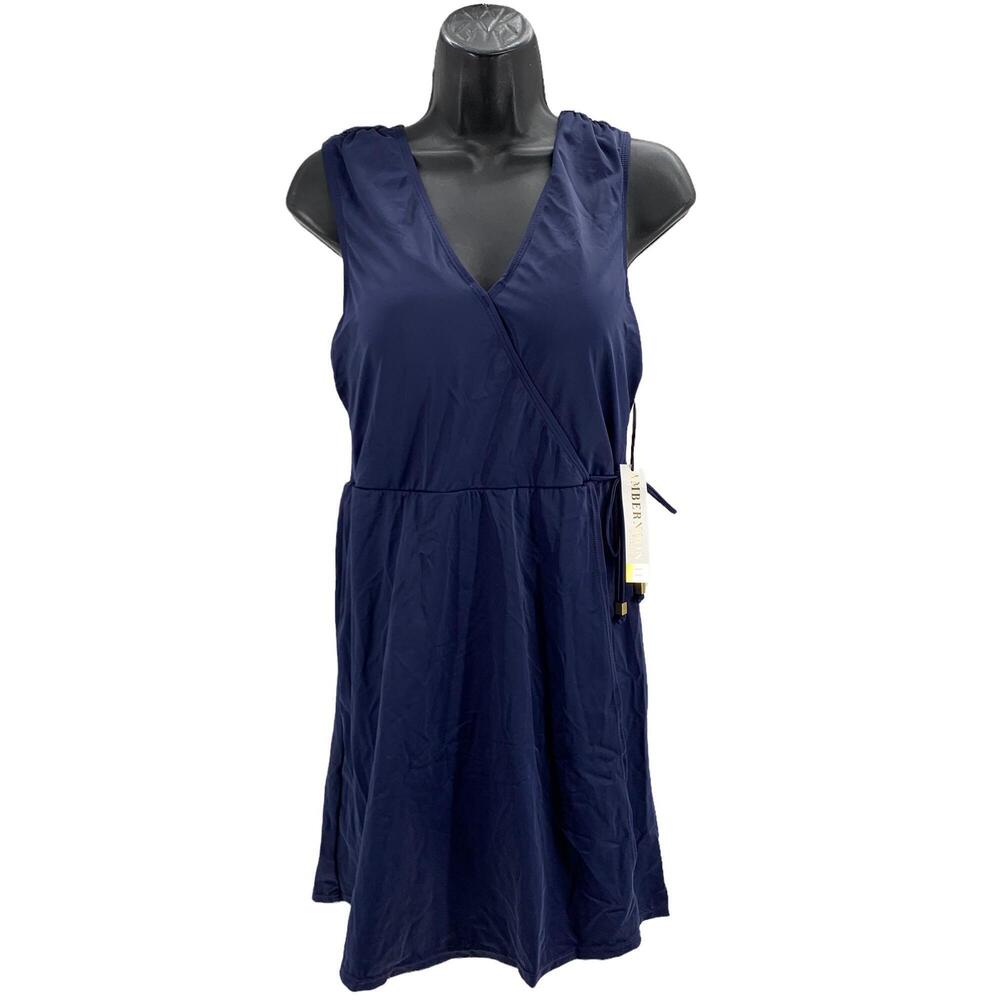 AmberNoon II by Dr. Erum Ilyas Surplice UPF 50 Swim Dress Navy - Regular